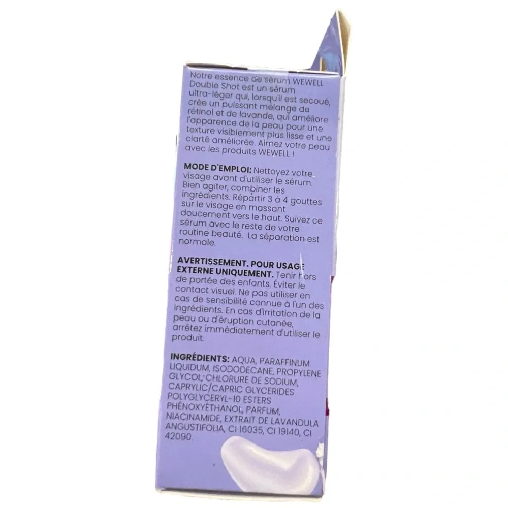 WEWELL Face Serum Double Shot Boost Serum & Essence Retinol‎ Lavender 1.69 oz